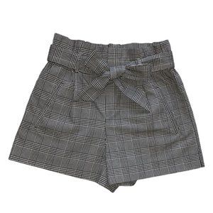 Zara Gray Plaid High-Waisted Shorts Size XS